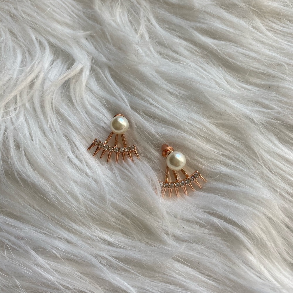 Pearl Diamond Hoop Stud Earrings